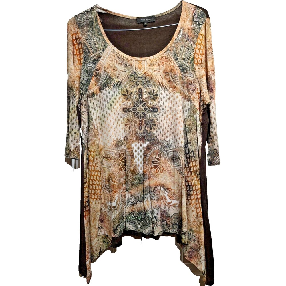 Karen Kane Women Sz 1X Shark Bite Hem Viscose Tunic Whimsigoth Witchy Steam Punk